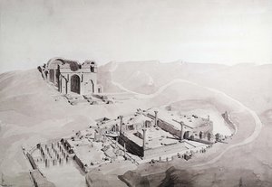 Termas y Ninfeo de Nimes, 1838 (lavado sobre papel)